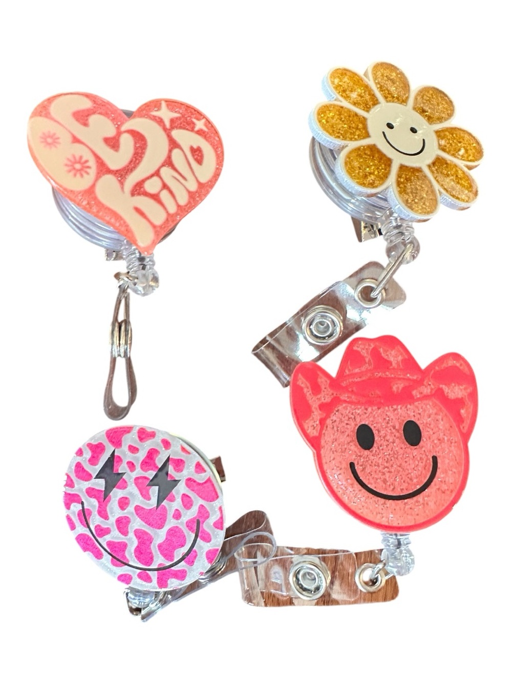 ID Badge Retractable Clip Holder Badge Holder 4 Pack New Happy Pack
